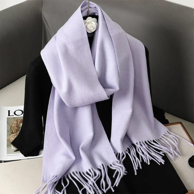 Écharpe Douce Lilas à Franges