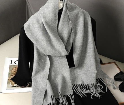 Écharpe Gris Clair à Franges