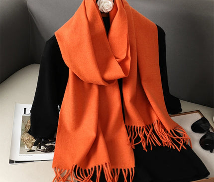 Écharpe Orange à Franges Élégante