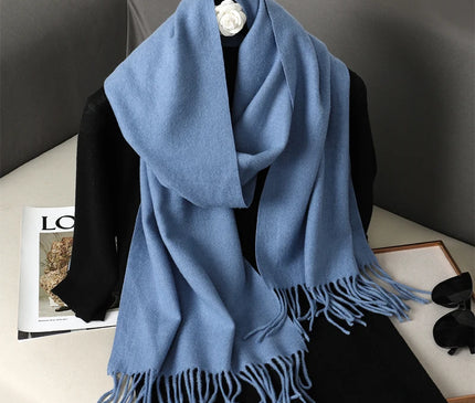 Écharpe Bleu Clair à Franges