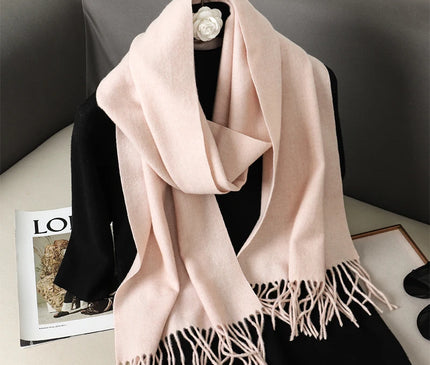 Écharpe Douce Rose avec Franges