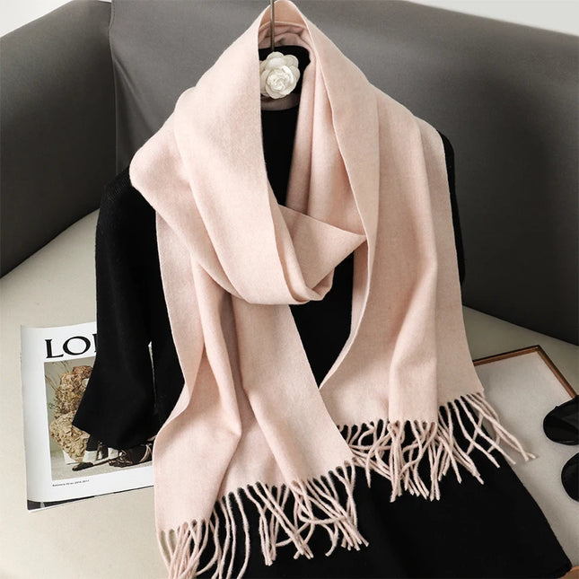 Écharpe Douce Rose avec Franges
