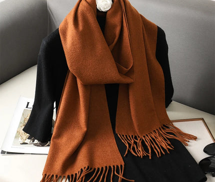 Écharpe Automne Marron à Franges