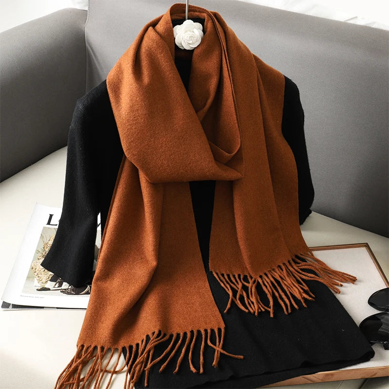 Écharpe Automne Marron à Franges